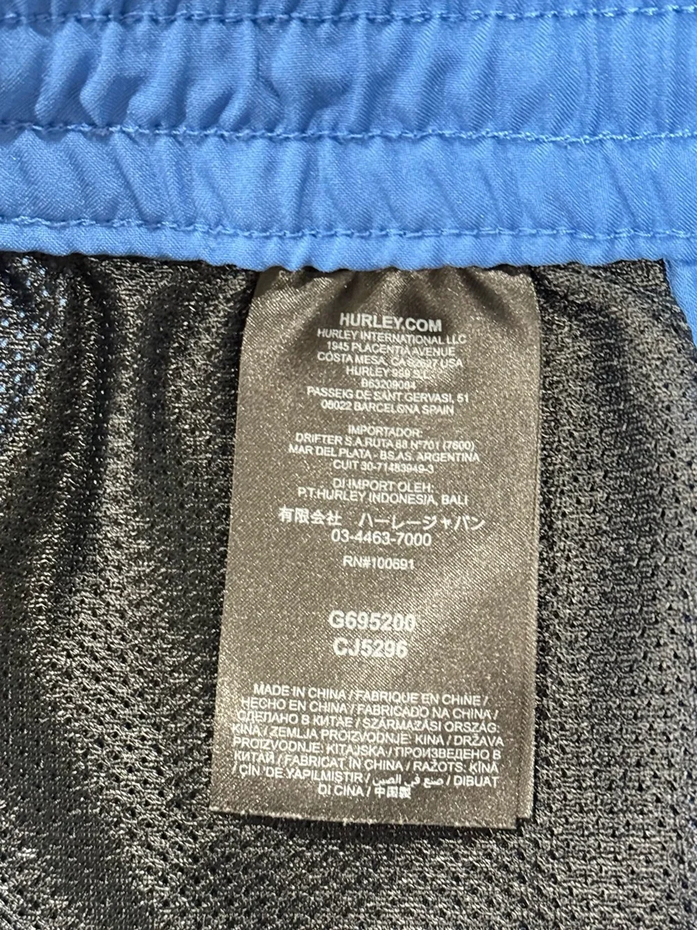 Hurley Blue Shorts – Men’s Size Medium
